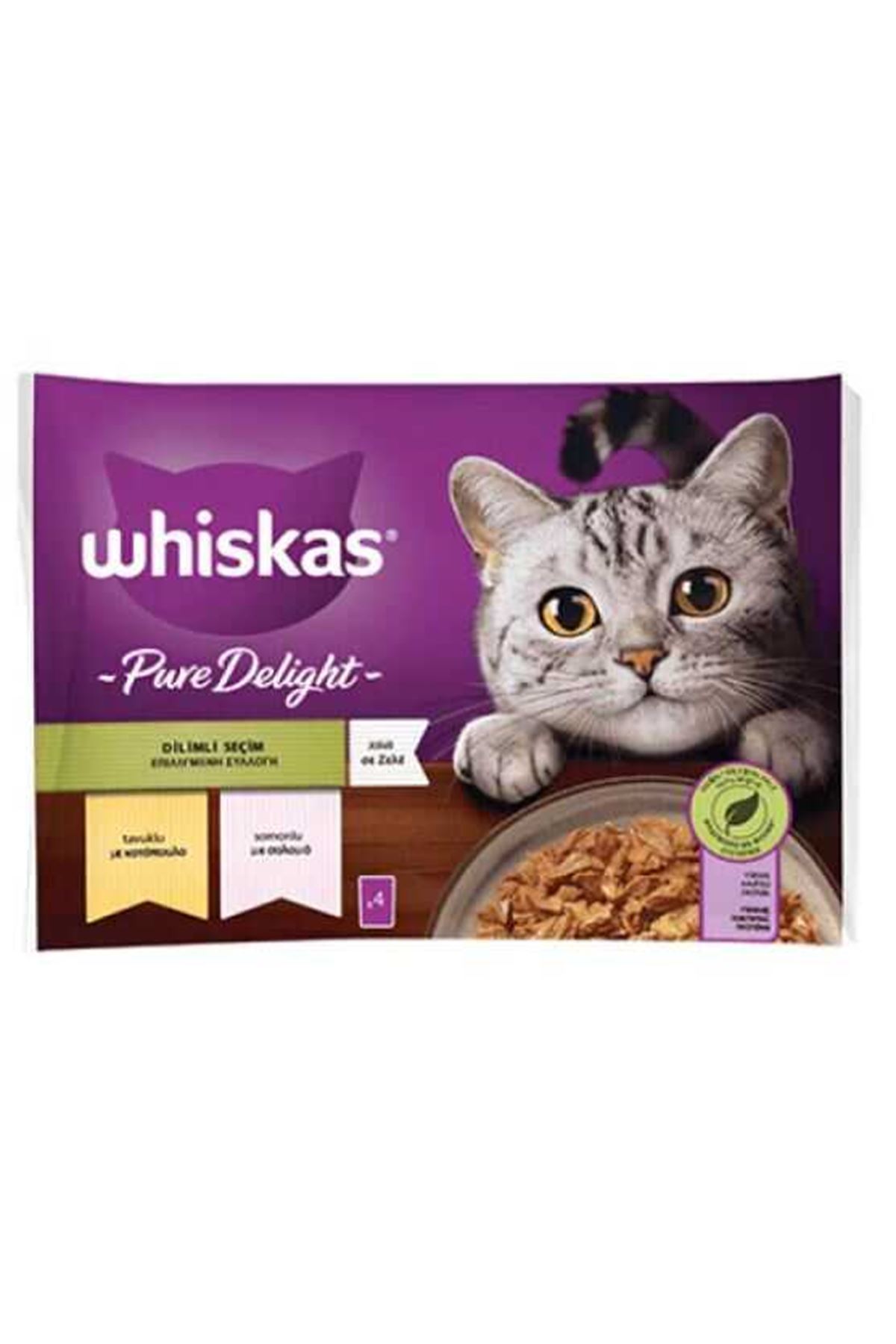 Whiskas Pouch Kedi Tavuklu Somonlu Dilimli Seçenekleri (4 lü Paket)