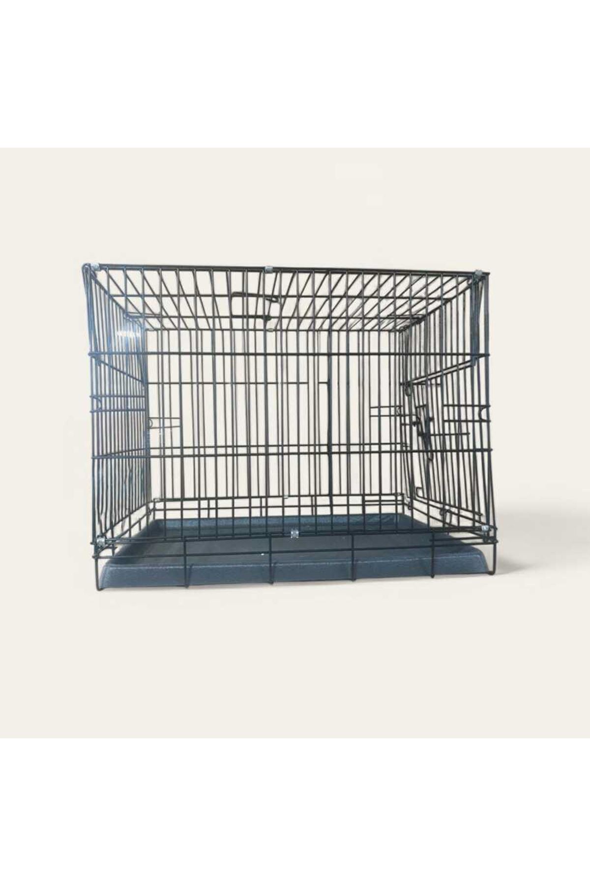 Metal Kedi Köpek Kafesi Siyah 60x40x48cm