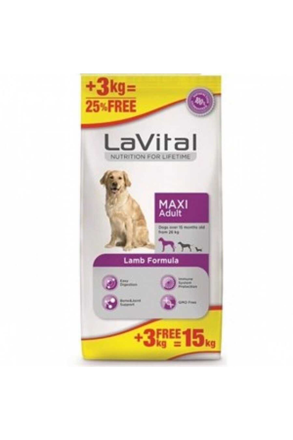 LaVital Büyük Irk Yetişkin Kuru Köpek Maması (Maxi Adult) Kuzu Etli 15 Kg