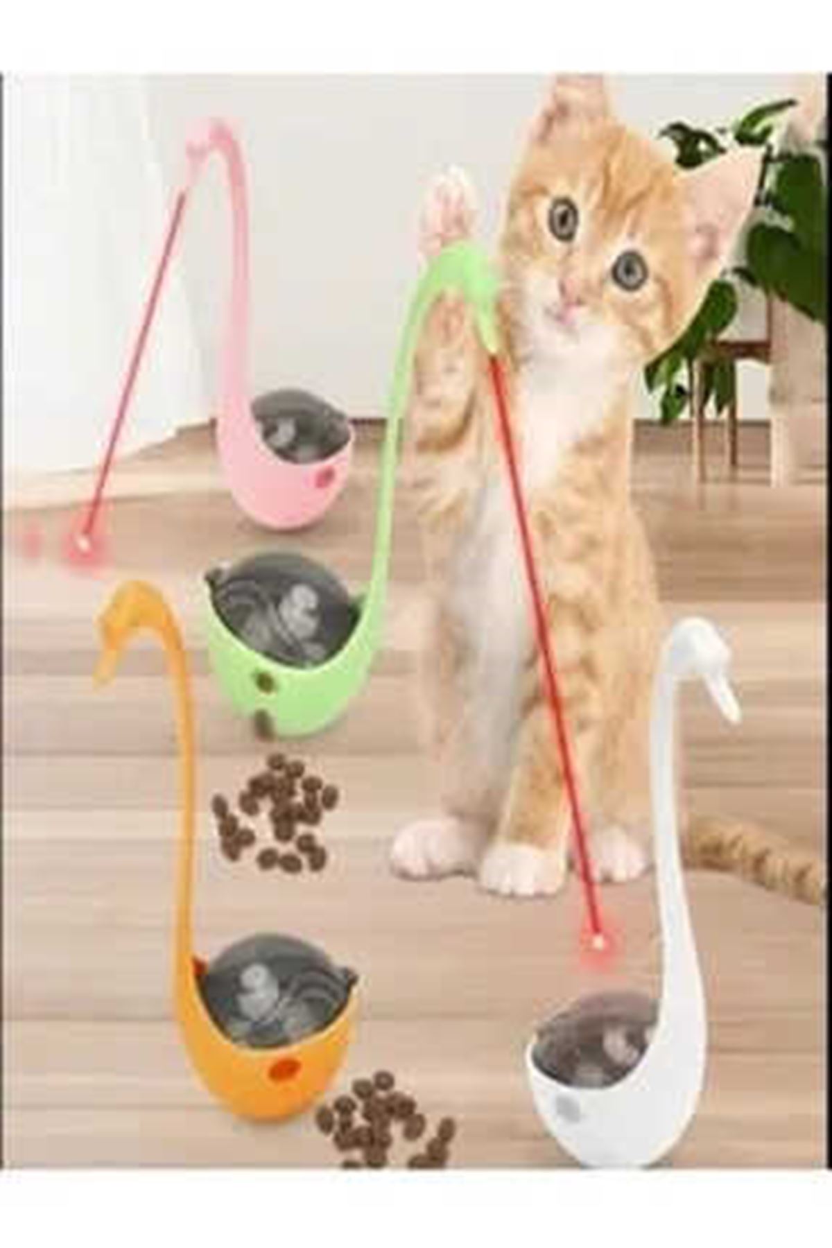 kuğu Modelli Lazer Başlıklı İnteraktif Mama Atıcı
