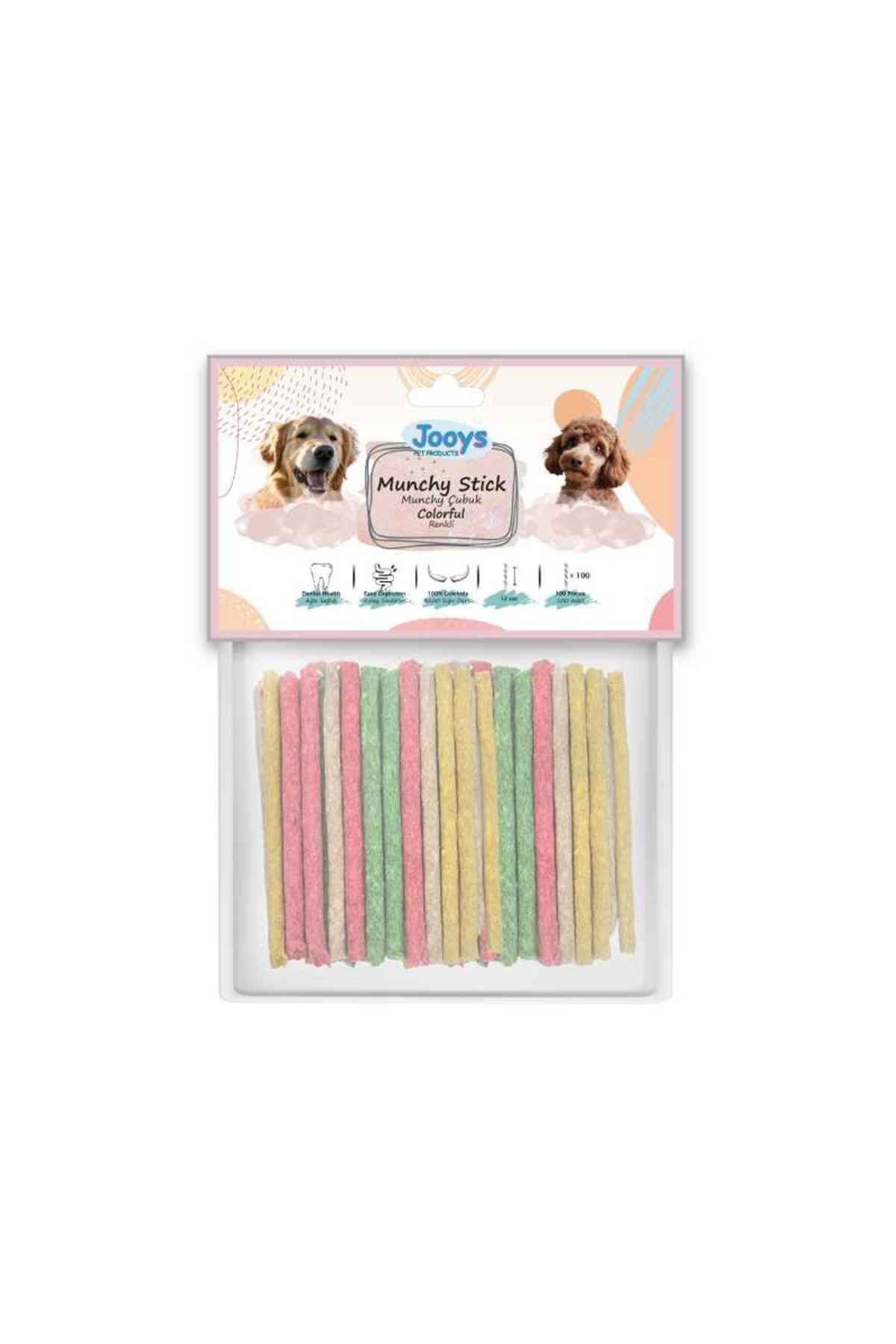 Jooys Renklı Munchy Çubuk Kemık 100 Lü