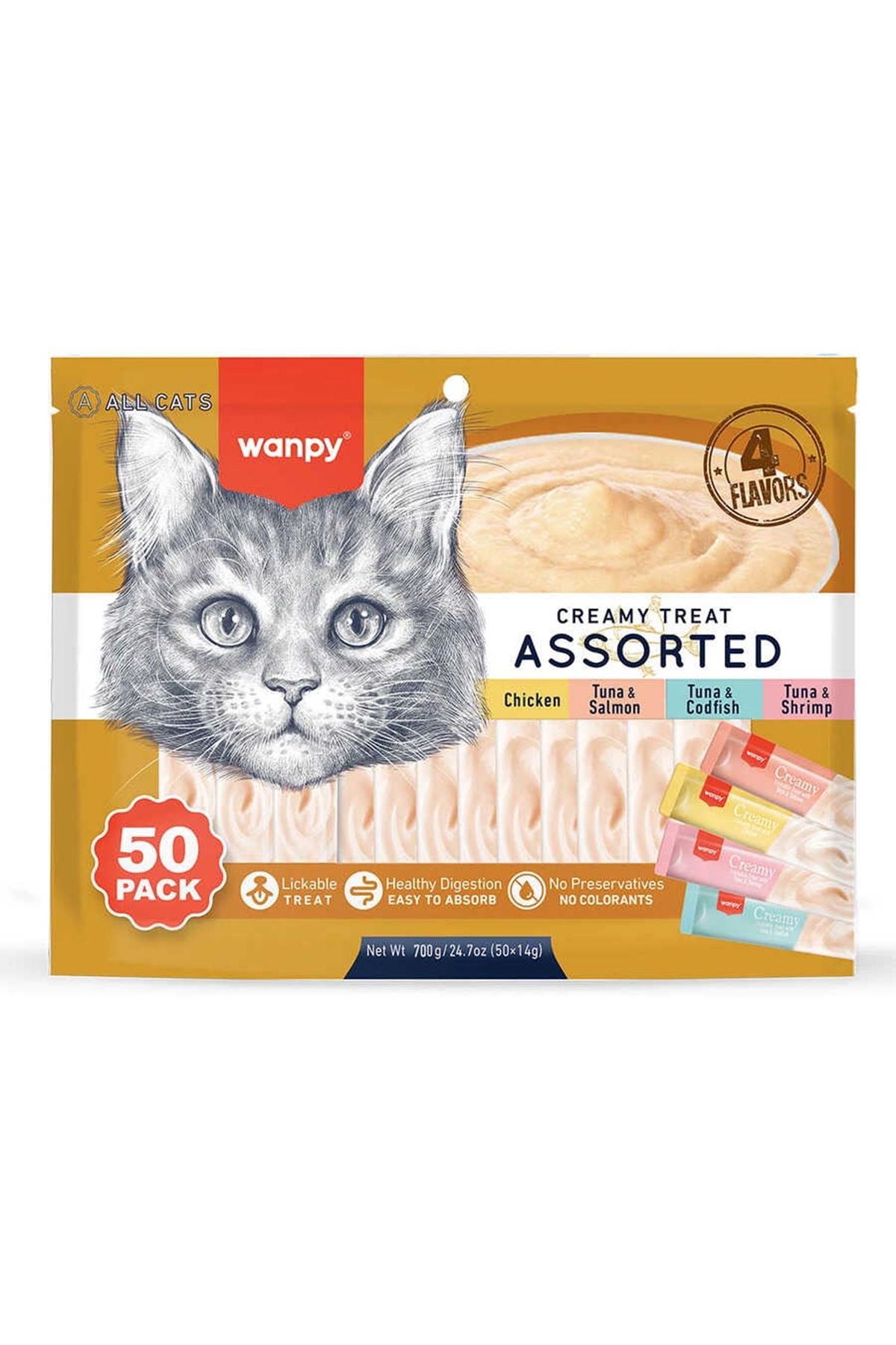 Wanpy Karışık 4 Lezzetli Krema Kedi Ödülü  50x14gr