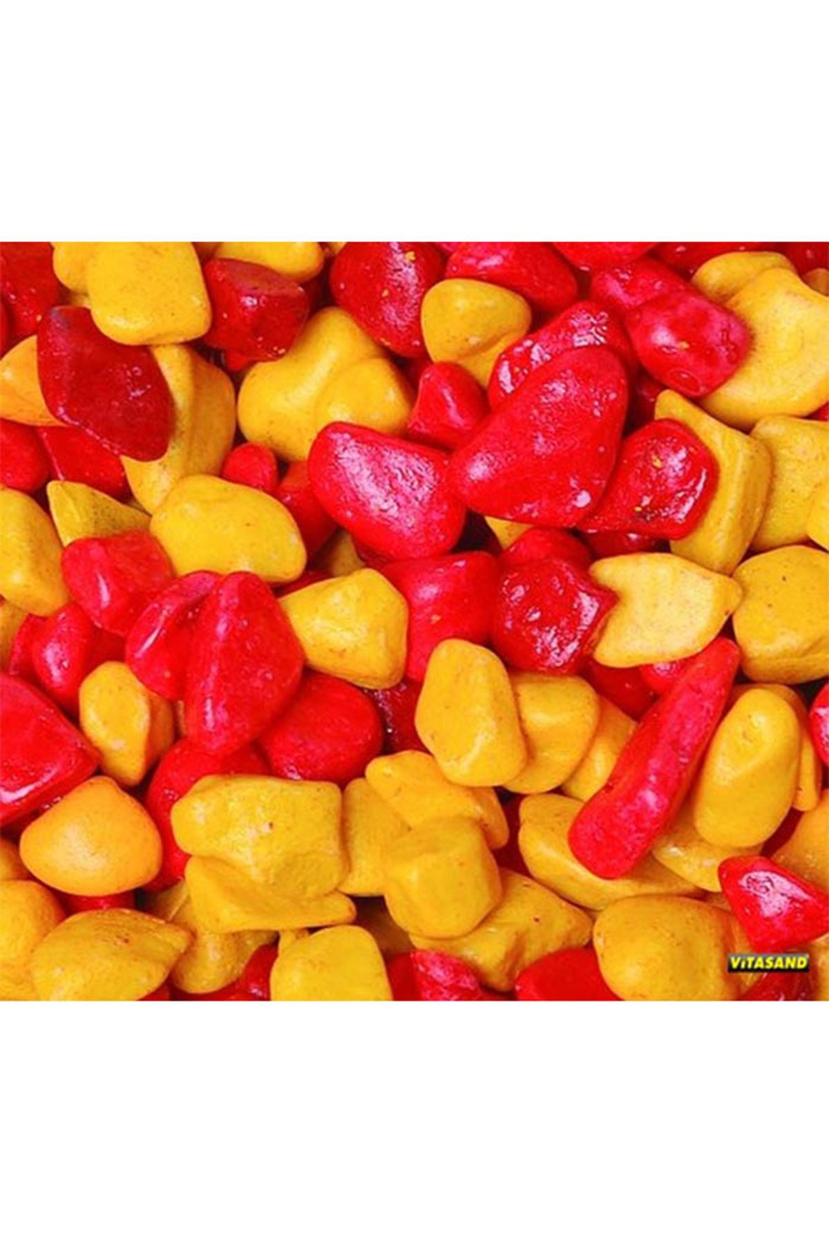REF-181 Sarı Kırmızı Fanus Çakılı 350g (15 li Pake