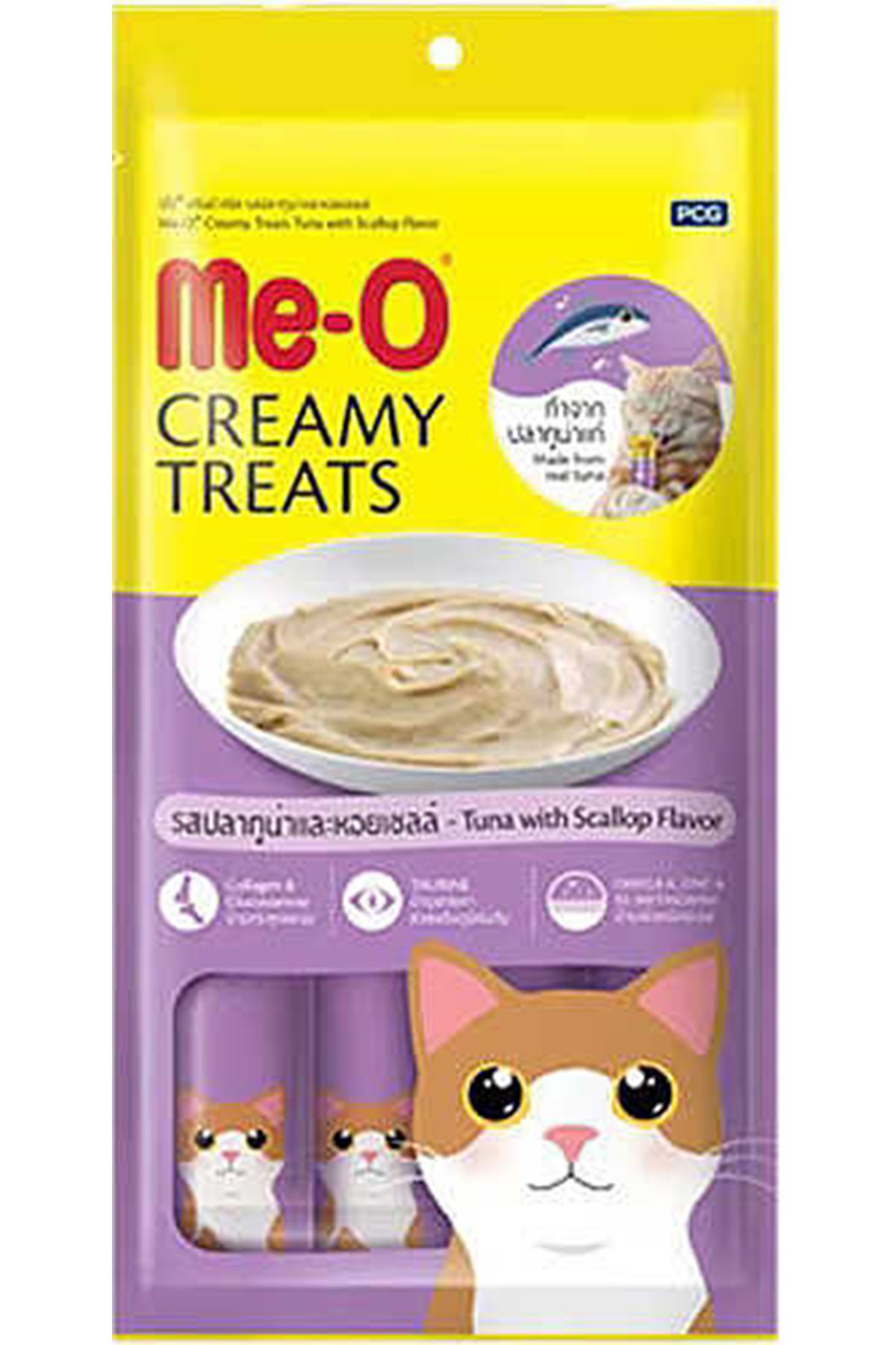 7 ME-O Creamy Treats Tuna with Scallop - Ton Balıklı Deniz Taraklı Krem Kedi Ödülü 60g