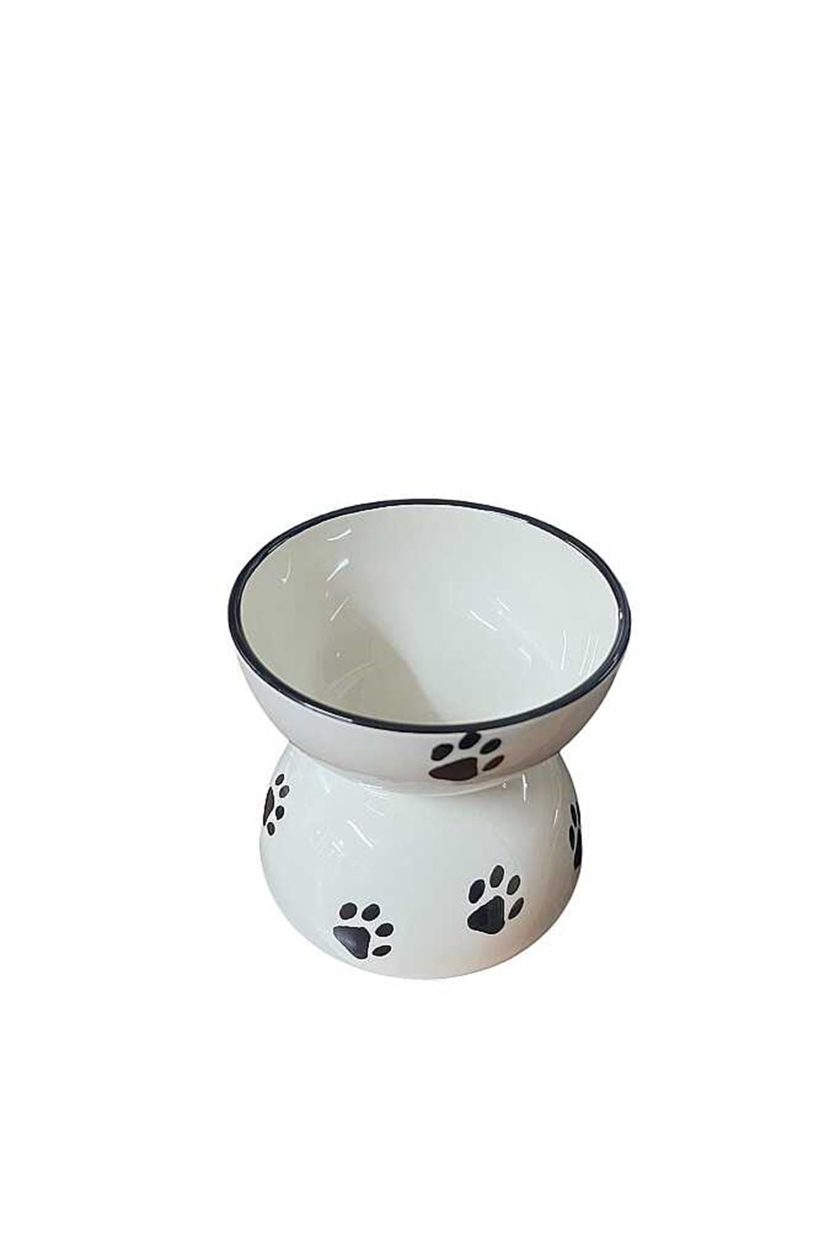 Seramik çift katlı  Pati  Desenli  Mama Kabı 13 cm ( Mix )