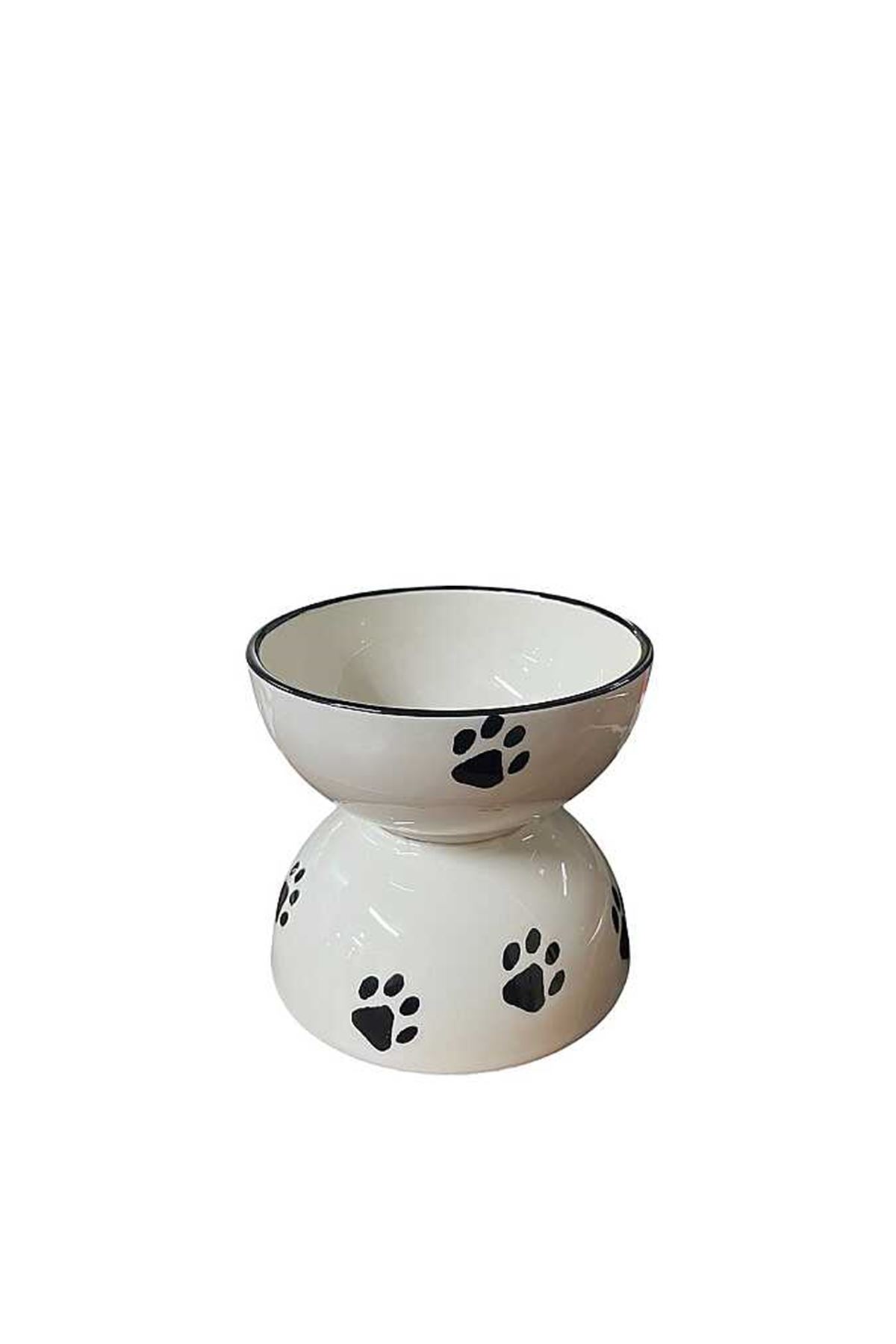 Seramik çift katlı  Pati  Desenli  Mama Kabı 13 cm ( Mix )