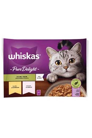 Whiskas Pouch Kedi Tavuklu Somonlu Dilimli Seçenekleri (4 lü Paket)