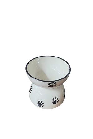 Seramik çift katlı  Pati  Desenli  Mama Kabı 13 cm ( Mix )