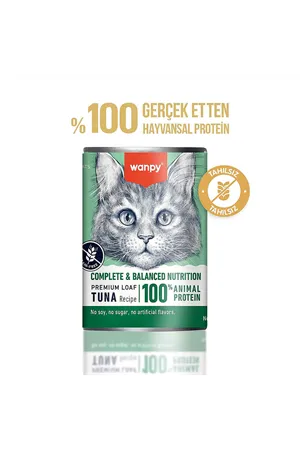 Wanpy Tahılsız Kedi %100 Gerçek Et 375 gr Ton Balıklı Konserve