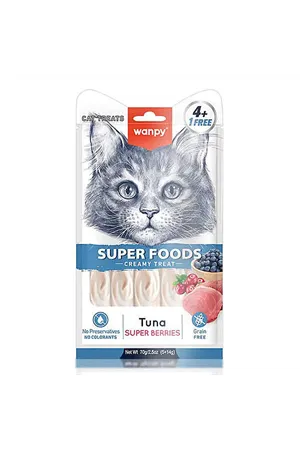 Wanpy Superfood Ton Balıklı Yaban Mersinli ve Kızılcıklı Krema Kedi Ödülü 5x14gr