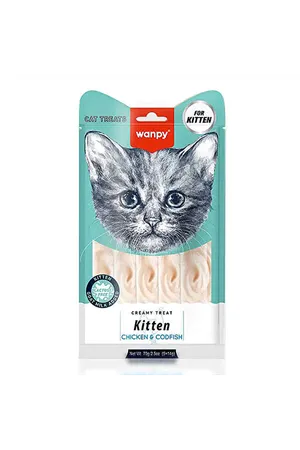 Wanpy Tavuklu ve Morina Balıklı Krema Yavru Kedi Ödülü 5x14gr