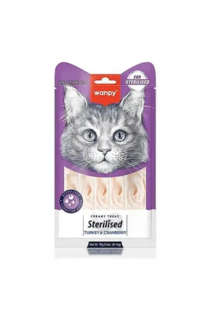 Wanpy Hindili ve Kızılcıklı Kısırlaştırılmış Krema Kedi Ödülü 5x14gr
