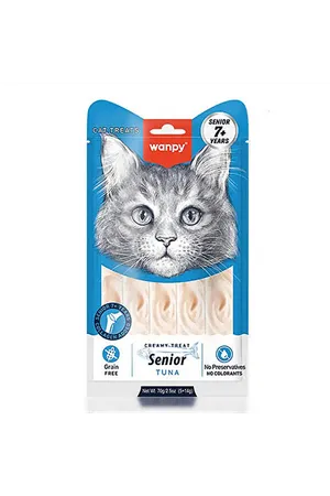 Wanpy Ton Balıklı 7+ Yaşlı Kediler İçin Krema Kedi Ödülü 5x14gr