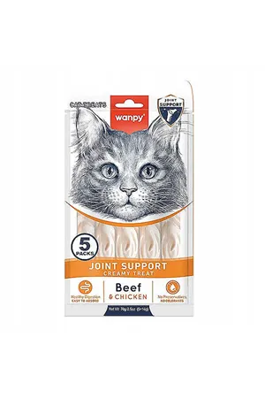 Wanpy Bone Support Sığır Eti ve Tavuklu Fonksiyonel Krema Kedi Ödülü 5x14gr