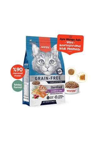 Wanpy Tahılsız Somon Tuna Kısırlaştırılmış Kedi Maması  1,5Kg